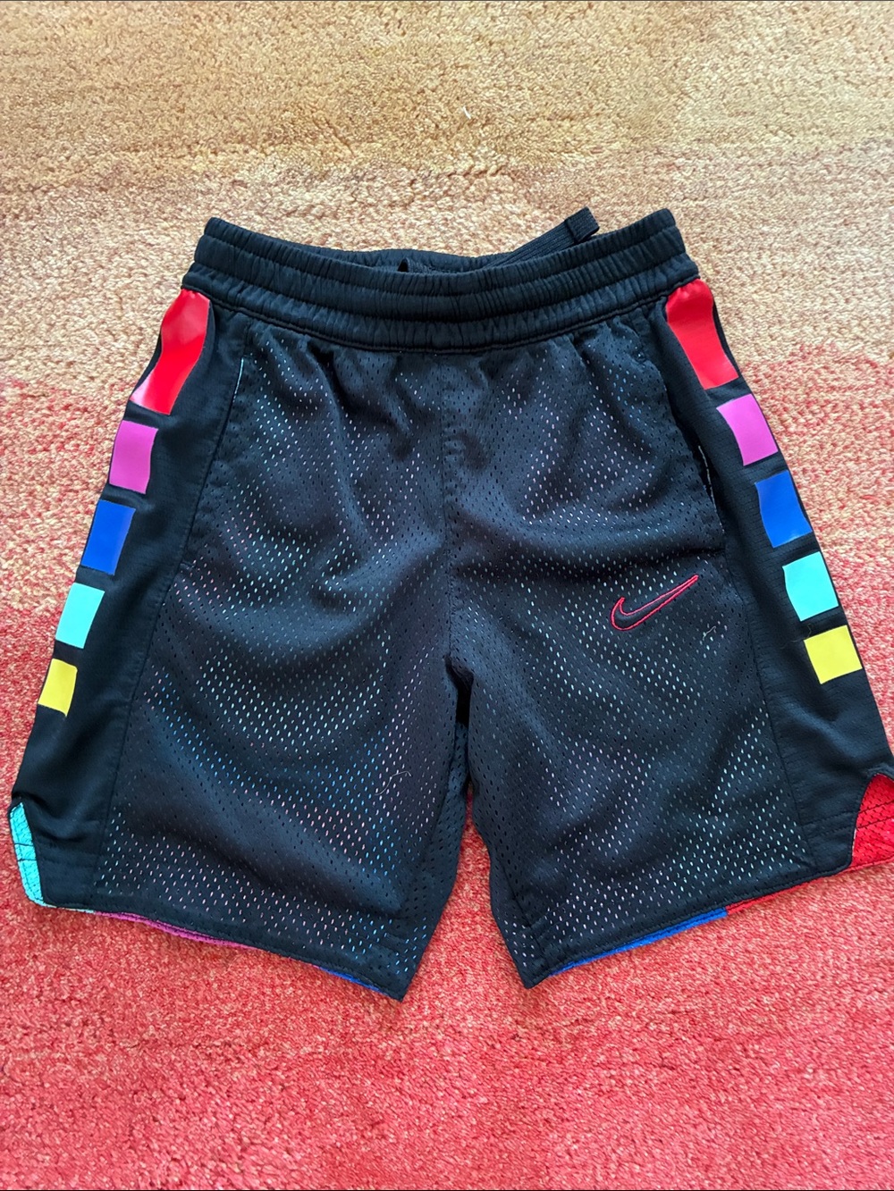 Nike ELITE Dri-Fit Reversable Black Athletic Shorts w/Rainbow Side Accent, size6